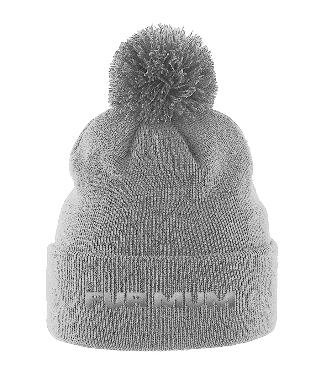 Pom Pom Beanie FUR MUM white text