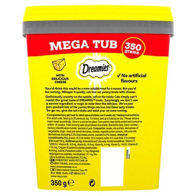 Dreamies Treats with Cheese 350g Mega Tub HG PETS