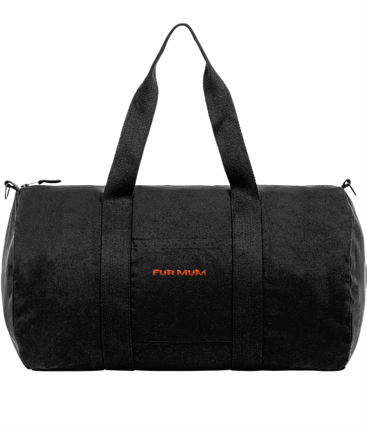 Duffle Bag | Embroidered FUR MUM Neon Orange text