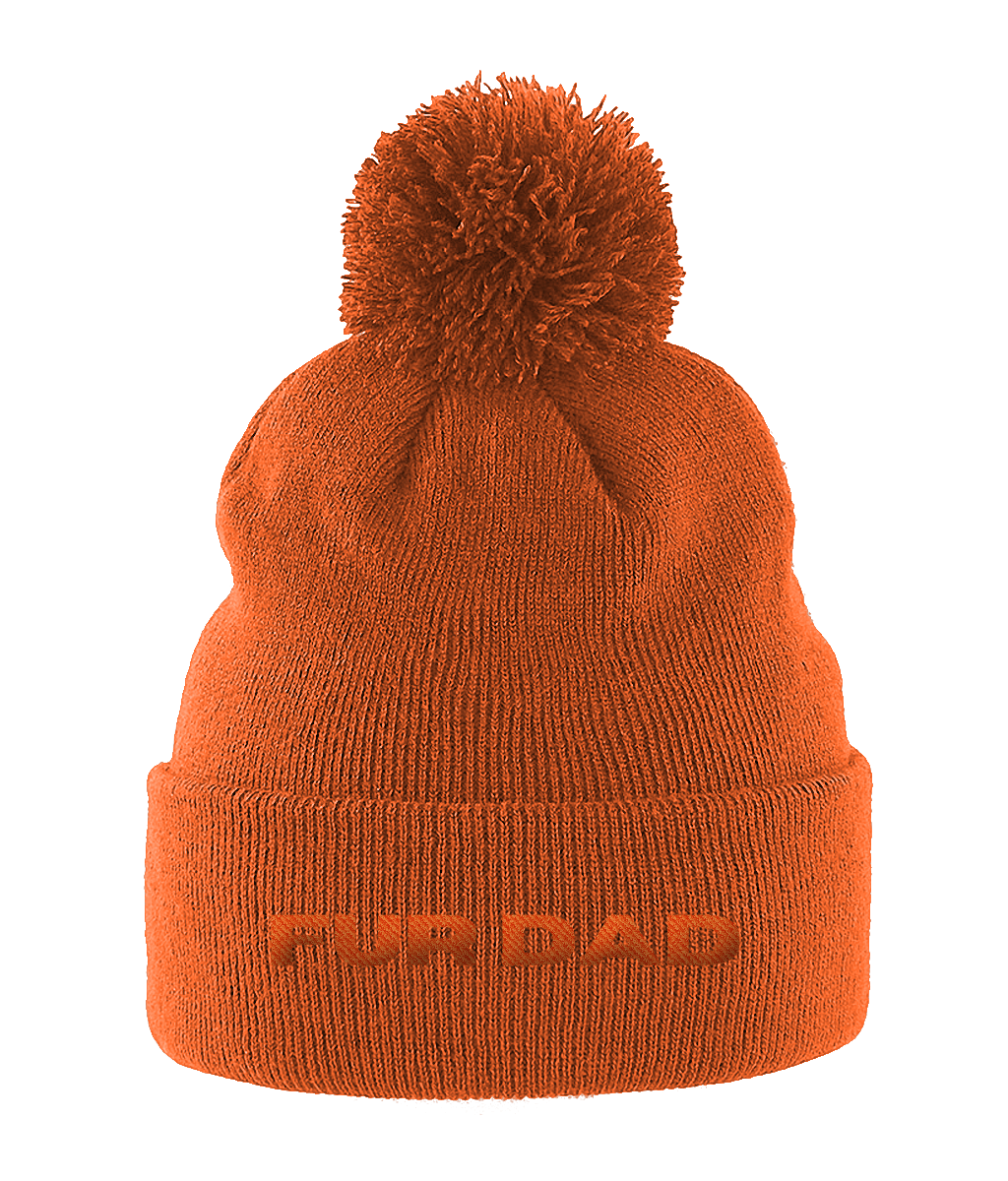 Pom Pom Beanie FUR DAD ORANGE TEXT