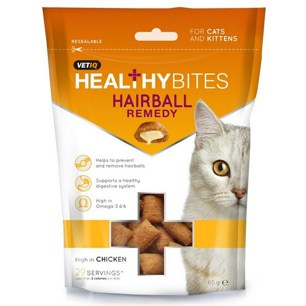 M & C VetIQ Healthy Bites Hairball Remedy Cat Treats 65g