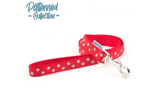 Ancol Nylon Vintage Polka Dot Lead Red 19mmx1m