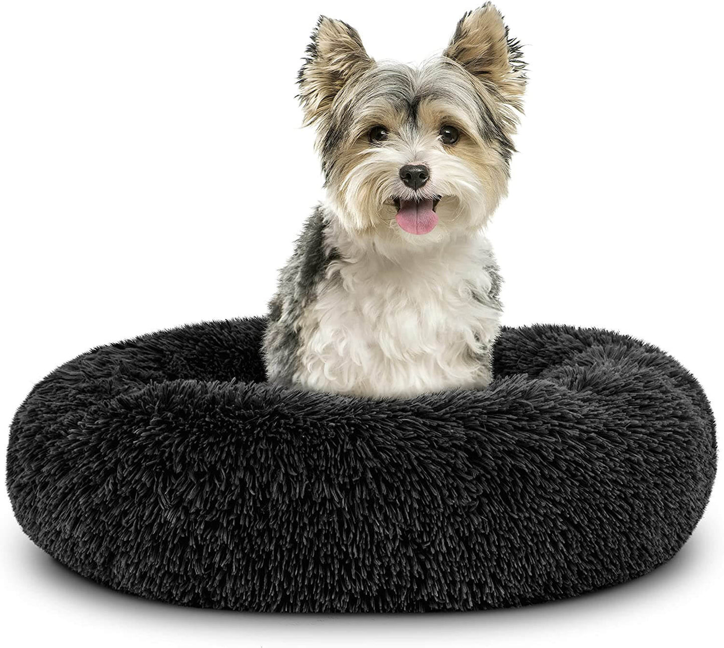 EcoPets Anti Anxiety Medium Black Donut Bed