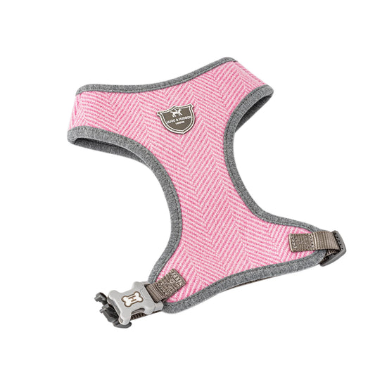 Hugo & Hudson Medium Pink Herringbone Dog Harness