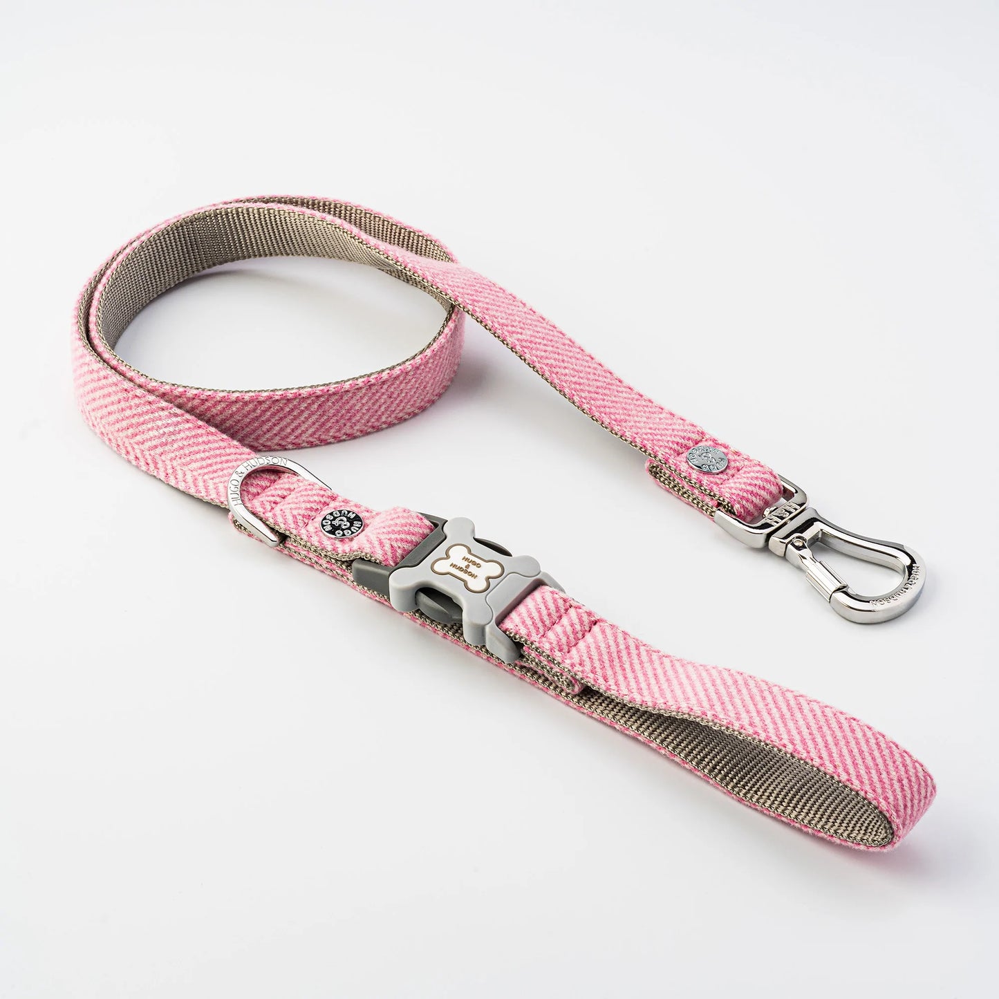 Hugo & Hudson M/L Pink Herringbone Dog Lead