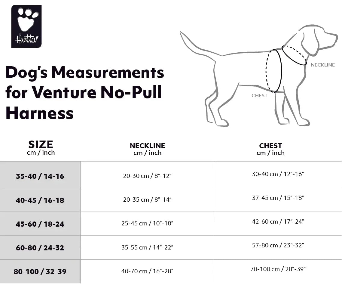 Hurtta Venture No-Pull Harness Shadow 45-60cm