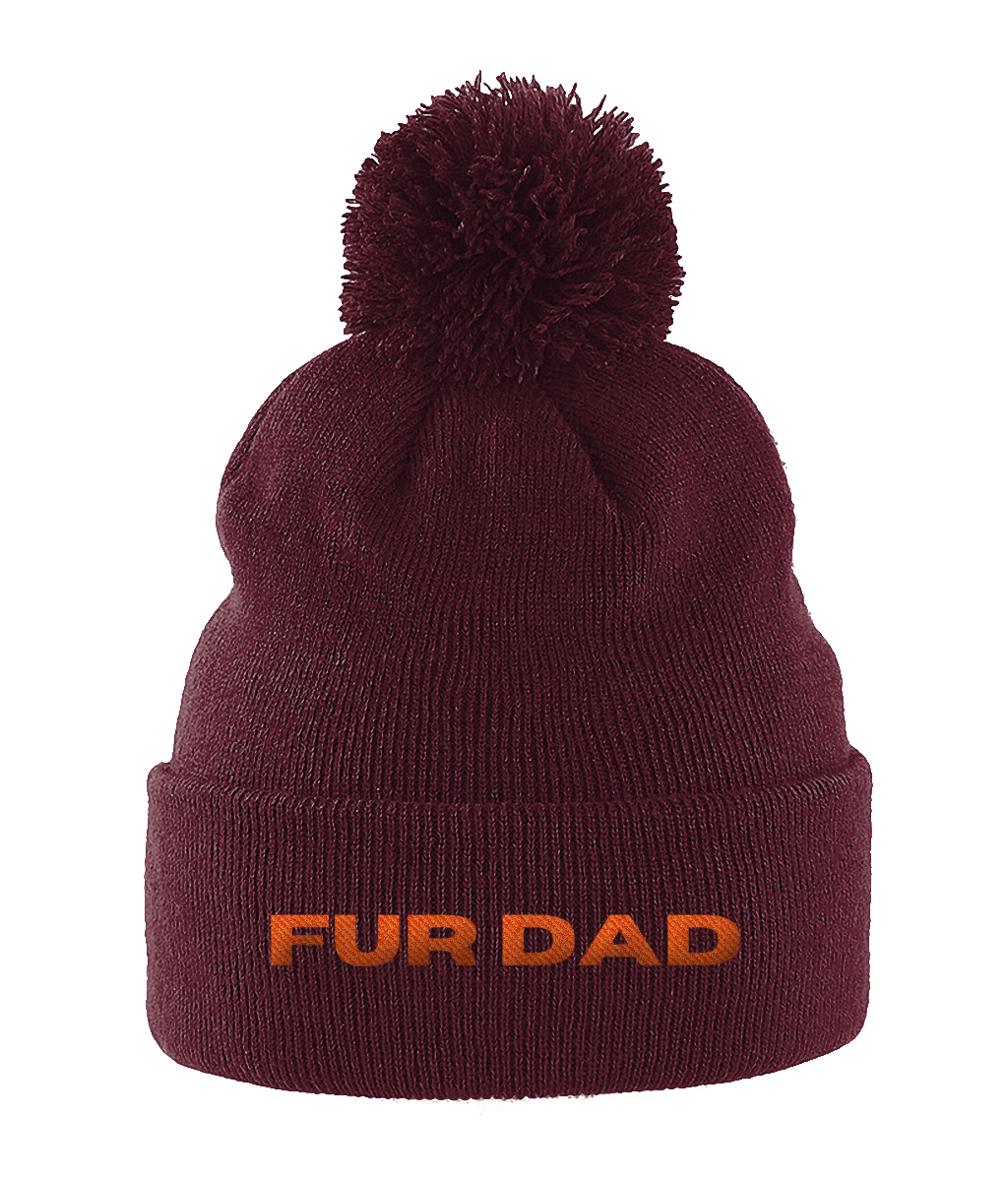 Pom Pom Beanie FUR DAD ORANGE TEXT