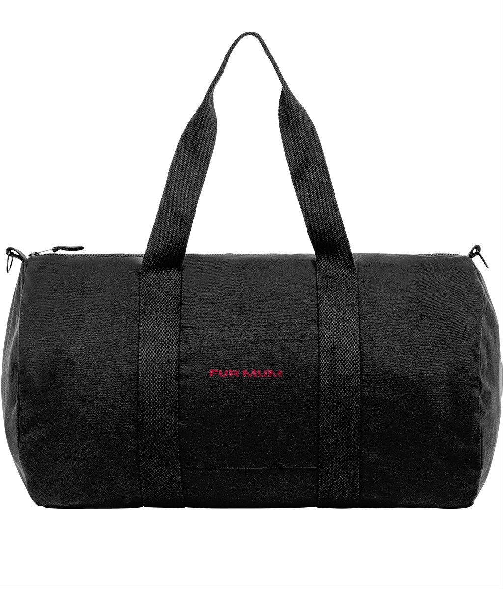 Duffle Bag | Embroidered FUR MUM Neon Pink Text