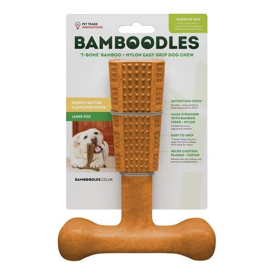 Bamboodles T-Bone Chew Toy - Large Peanut Butter