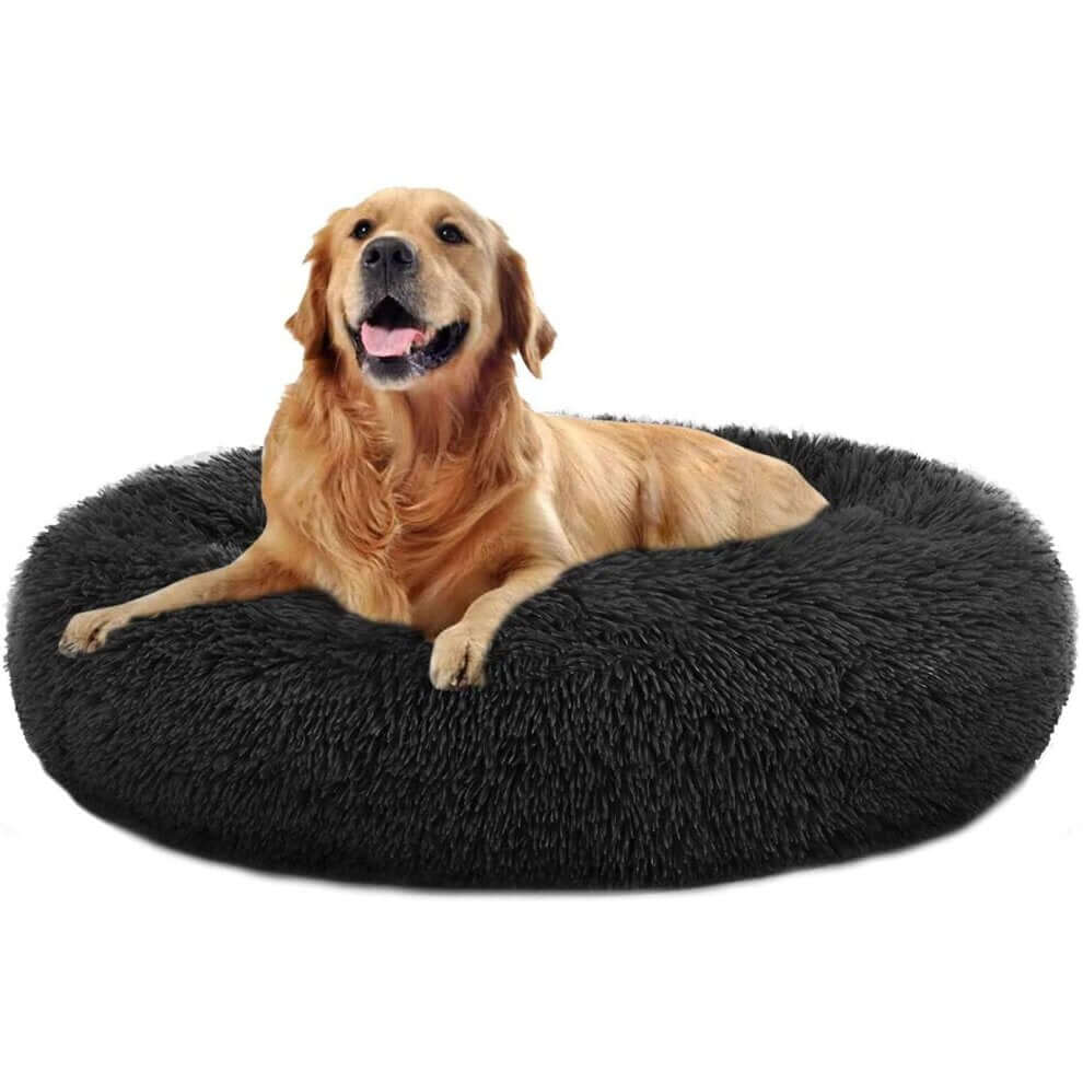 EcoPets Anti Anxiety Large Black Donut Bed