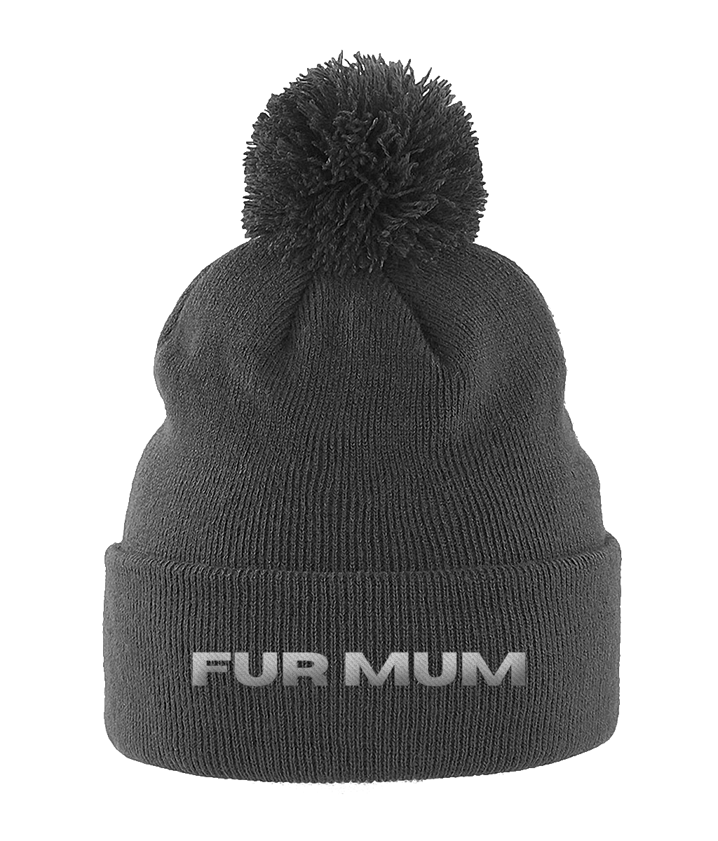 Pom Pom Beanie FUR MUM white text