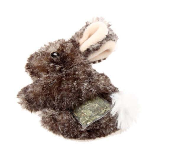 GiGwi Refillable Rabbit Ziplock Cat Toy With x3 Catnip Bags Brown