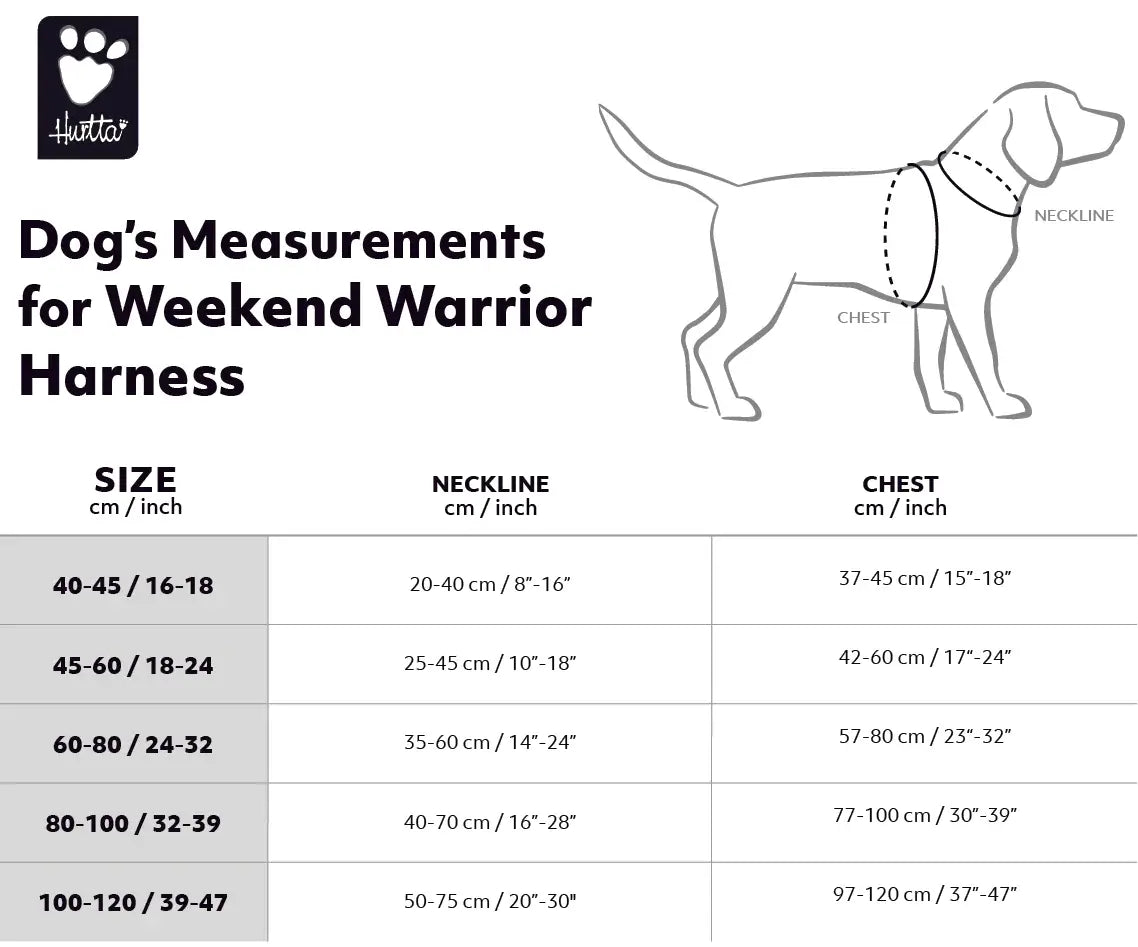 Hurtta Weekend Warrior Harness Raven 40-45cm